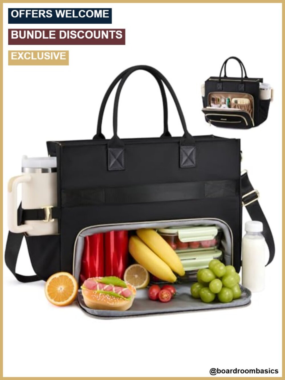 Insulated Lunch Tote Bag with Laptop Compartment, 15.6 inch, Work Bag,